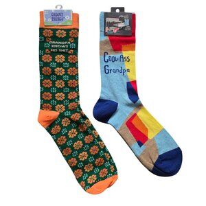 Men Two Pairs Funny Grandpa Socks BRAND NEW WITH TAGS Fit Men Shoe 7-12